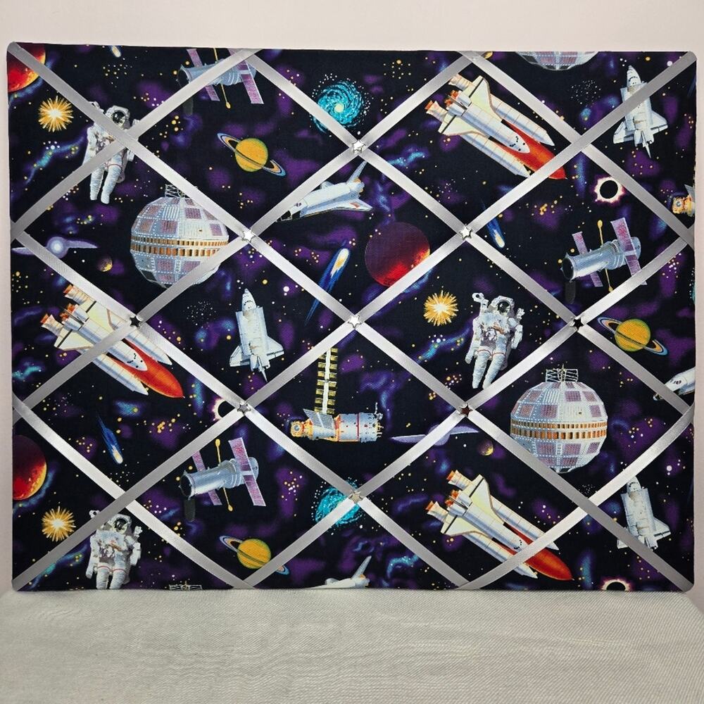 Astronaut Outer Space French Memo Bulletin Board Hand Made in VT 16x20in NWOT